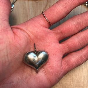 Vintage sterling silver puffy heart pendant